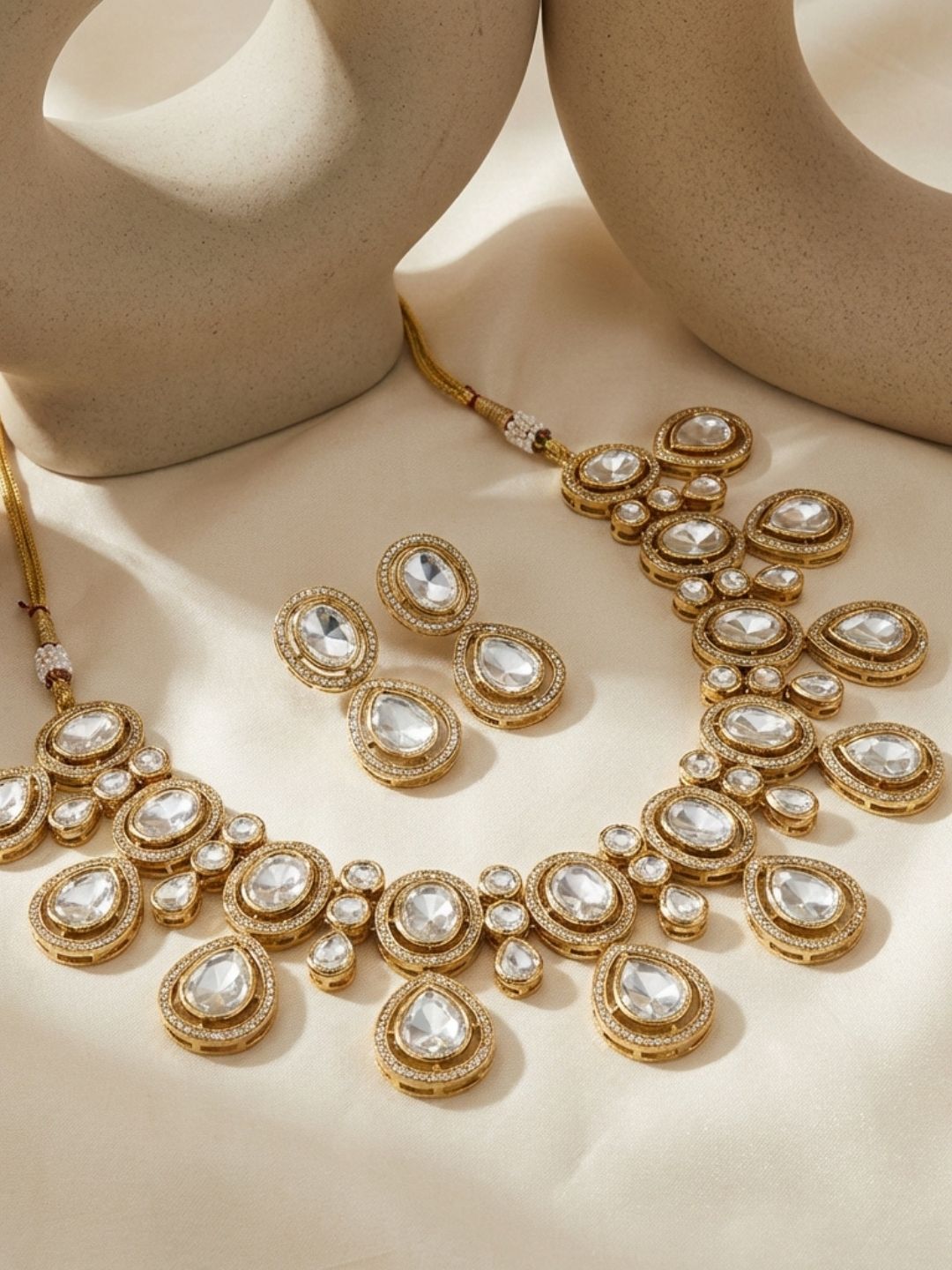 Ishhaara Gold Polki Necklace Set