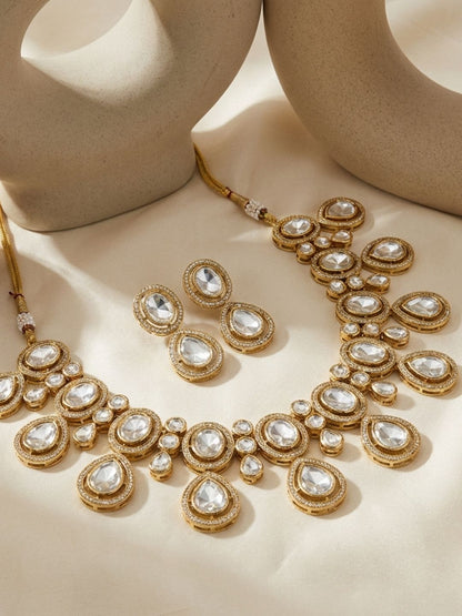 Ishhaara Gold Polki Necklace Set