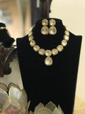 Ishhaara Gold Polki Stone Ad Outline Necklace