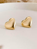 Ishhaara Gold Puffy Heart Stud Earrings