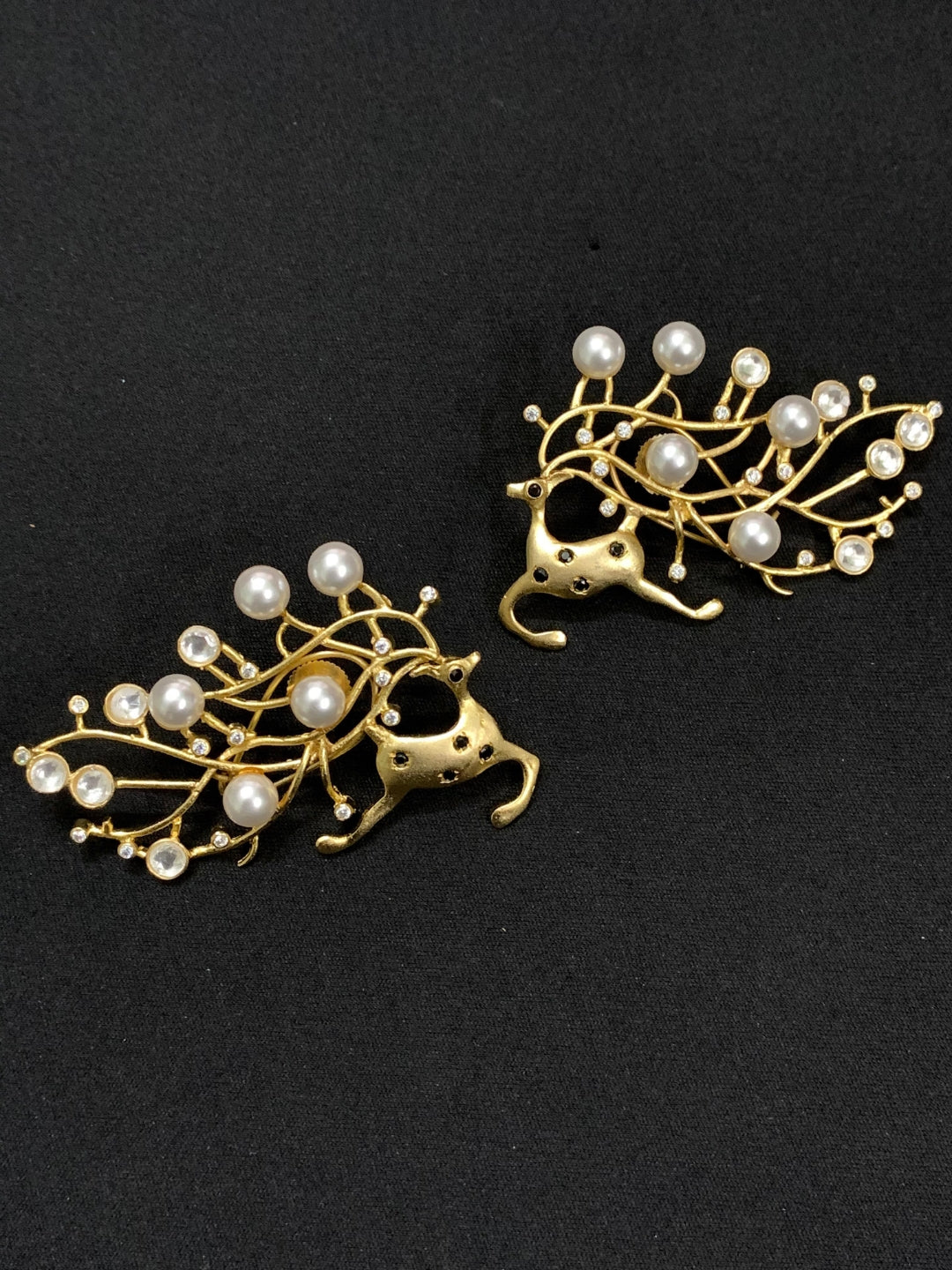 Ishhaara Gold Reindeer Statement Earrings