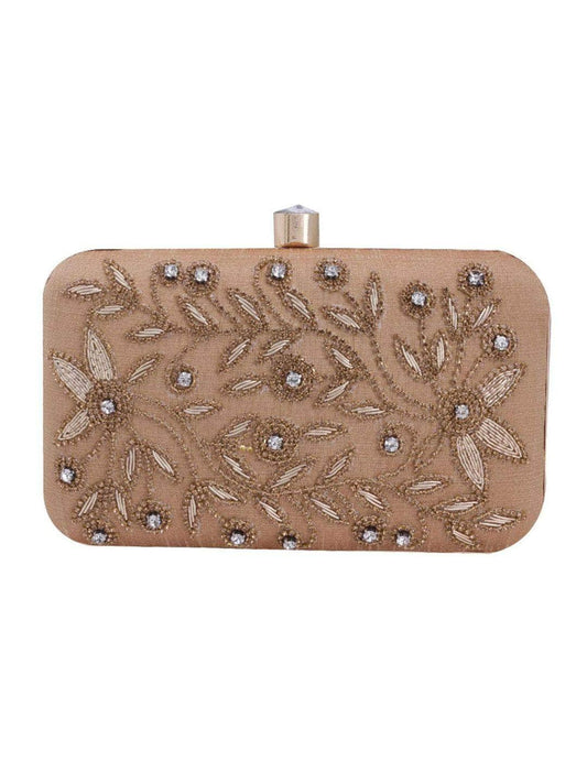 Ishhaara Gold Satin Clutch