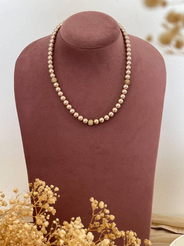 Ishhaara Gold Shell Pearls With 3 Diamond Balls
