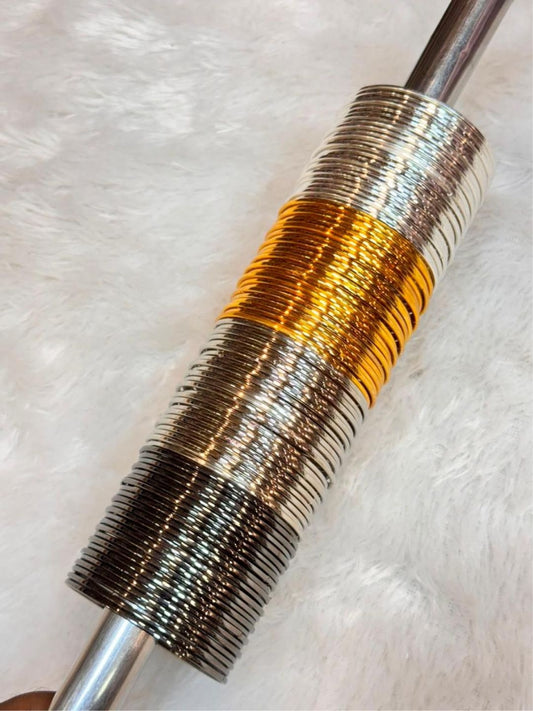 Ishhaara Gold Silver Bangle Stack - handcrafted Indian jewellery