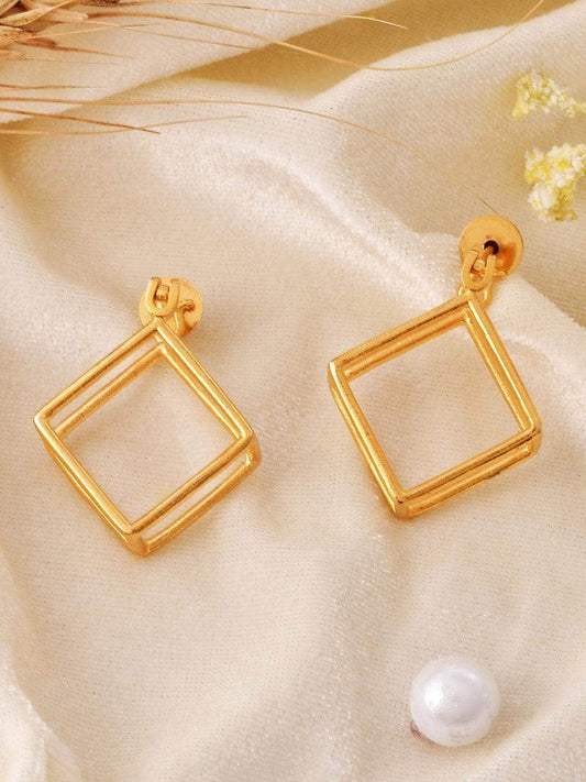 Ishhaara Gold Square Cube Hoops Huggies