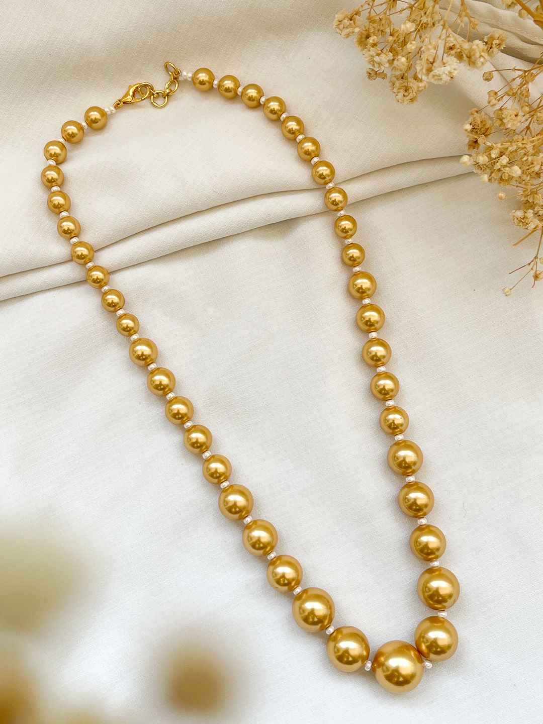 Ishhaara Gold Statement Chunky Beaded Necklace