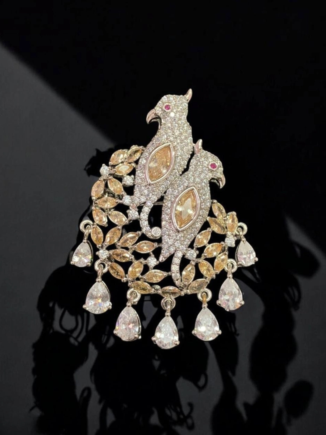 Ishhaara Green Stylish Peacock Brooch