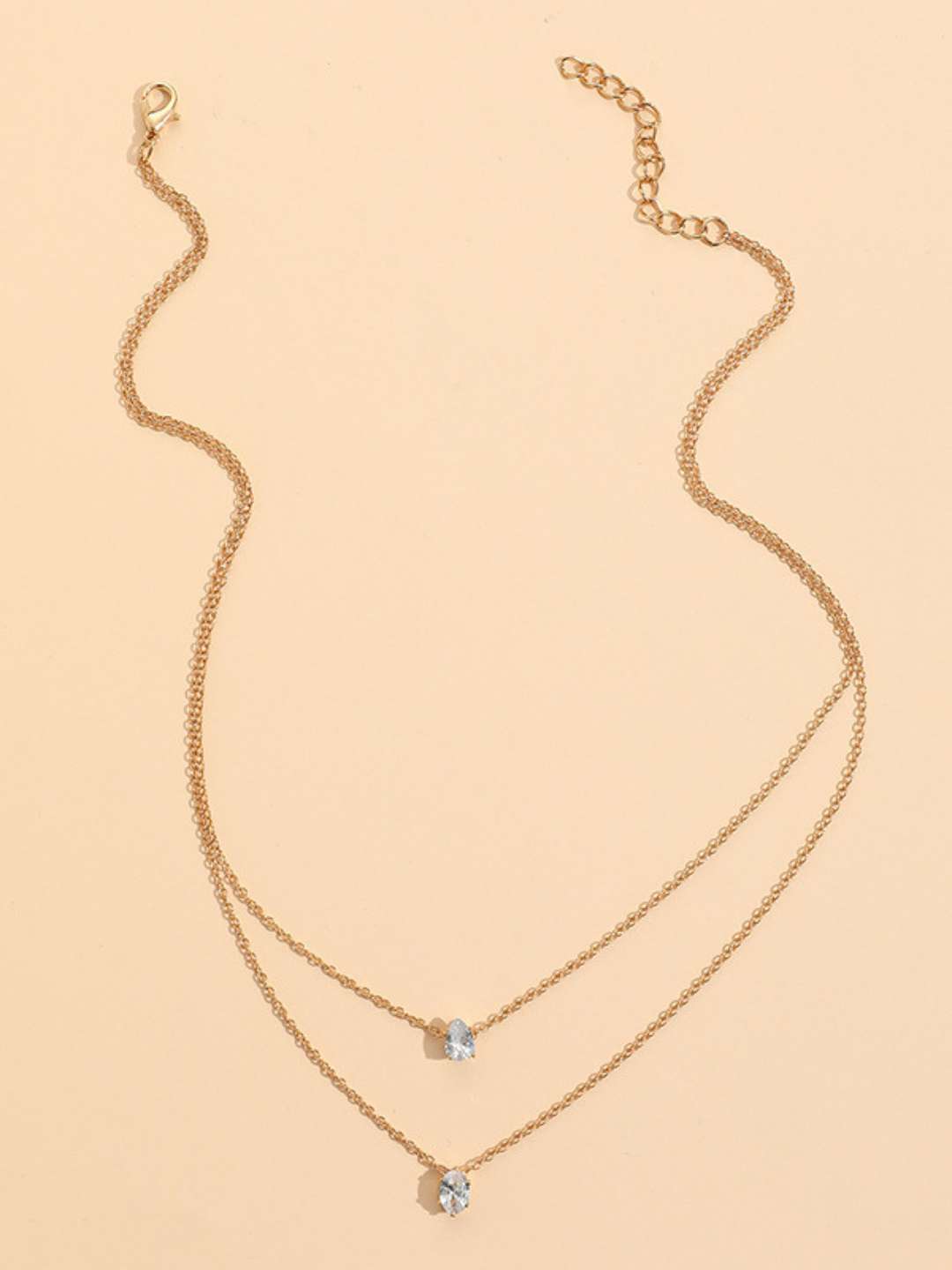 Ishhaara Gold Teardrop Pear Diamond Necklace