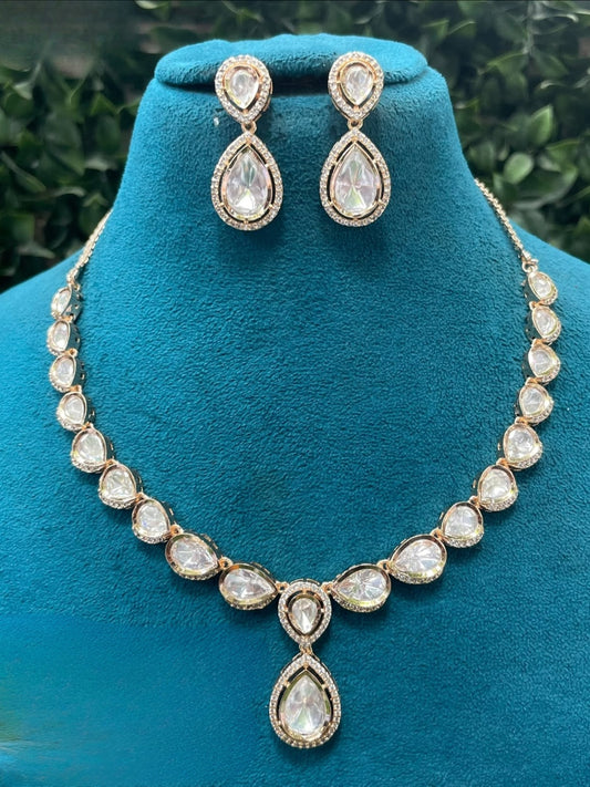 Ishhaara Gold Tone Kundan Moissanite Necklace