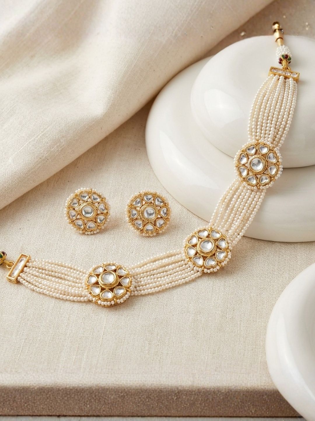 Ishhaara Gold Tone Pearl Kundan Choker