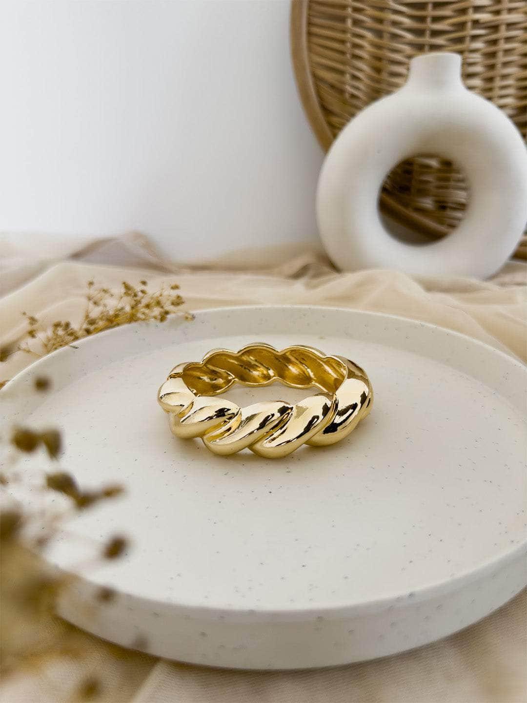 Ishhaara Gold Tone Rope Style Clamp Bangle