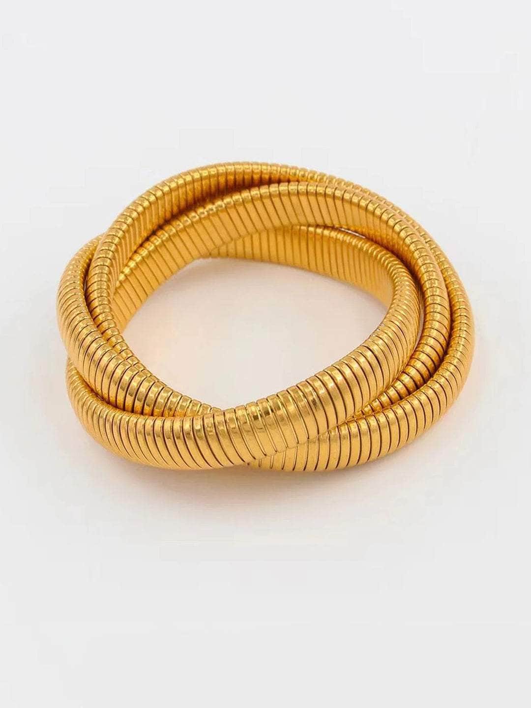 Ishhaara Gold Triple Layer Wrap Stretchable Bracelet