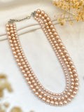 Ishhaara Gold Triple Stranded Freshwater Pearl Necklace