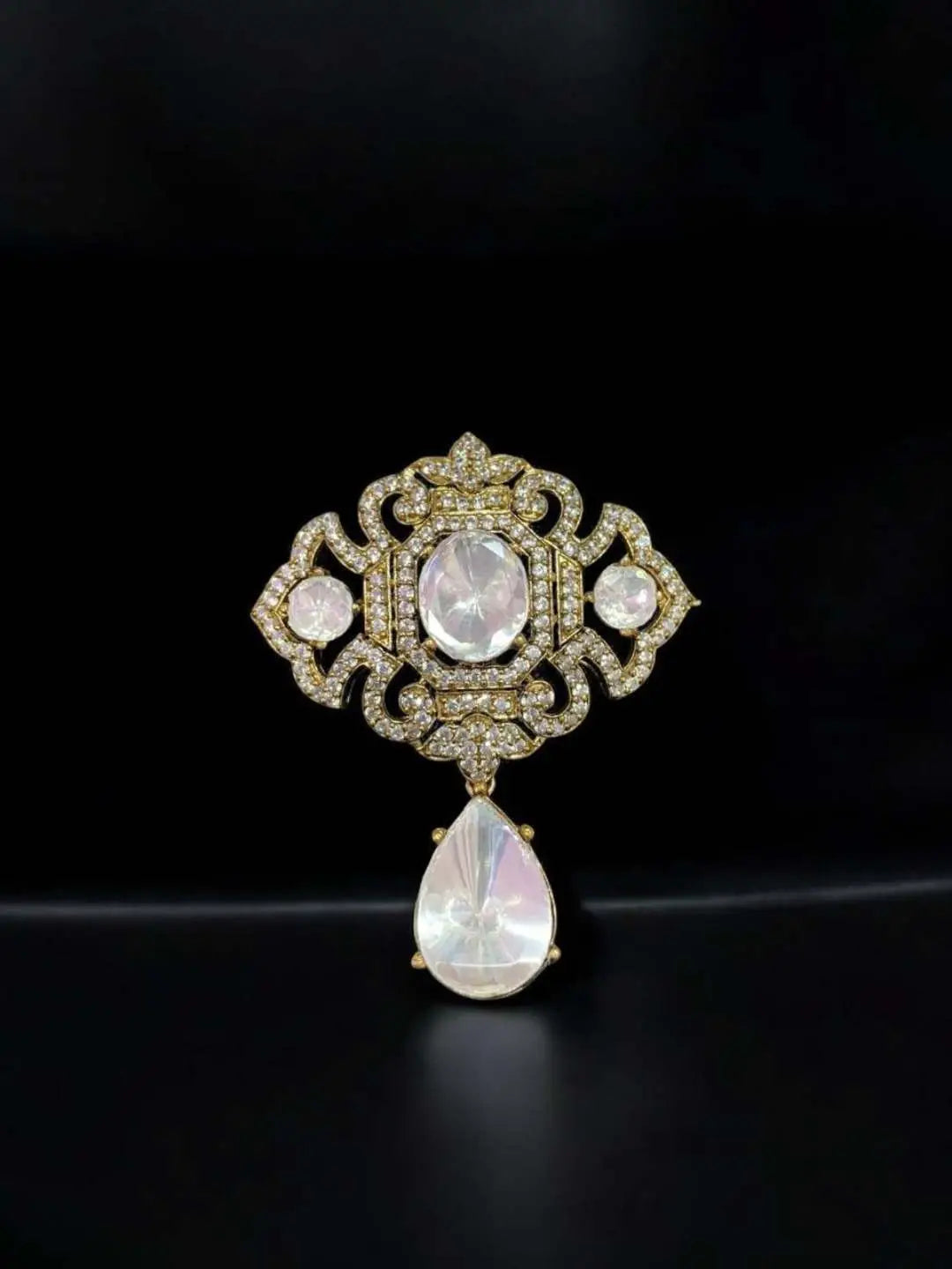 Ishhaara Gold Victorian Style Drop Brooch