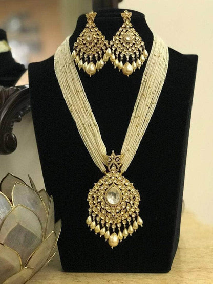 Ishhaara White Long Cheed Bead Haar