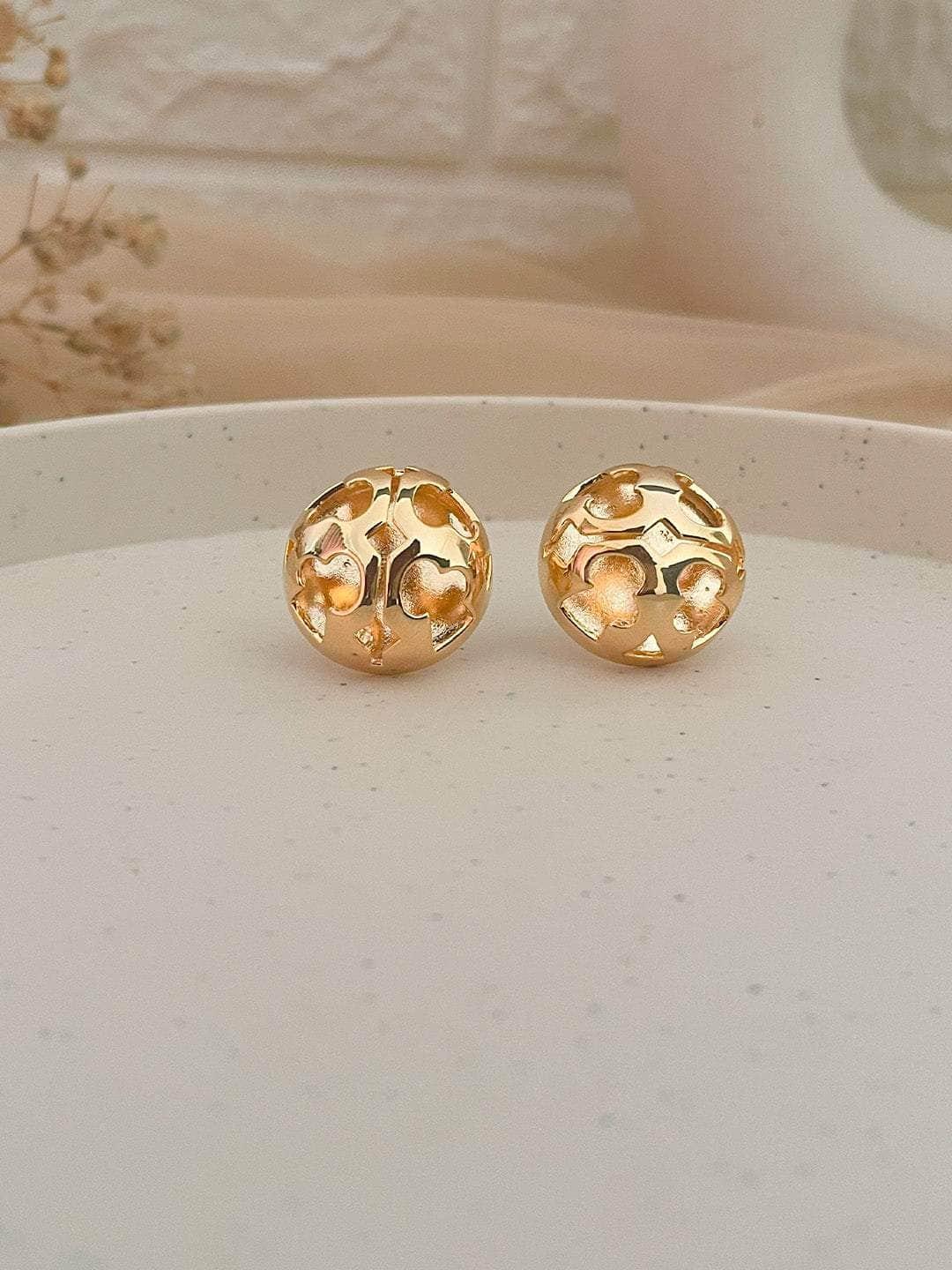 Ishhaara Golden Ball Stud Earings