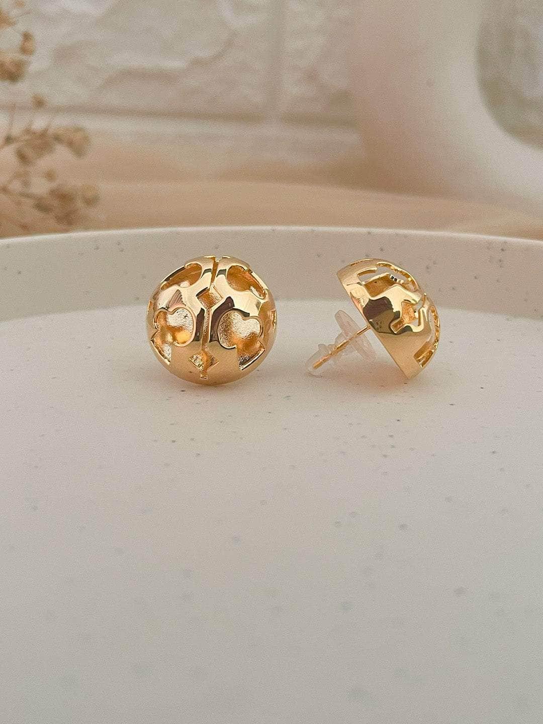 Ishhaara Golden Ball Stud Earings