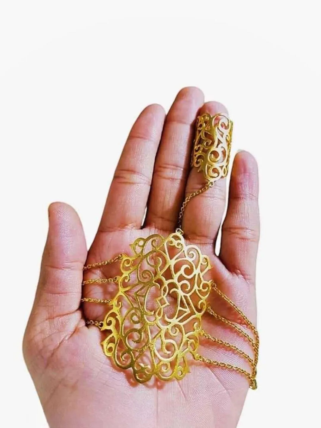 Ishhaara Golden Boutique Hand Harness With Chain