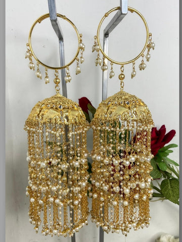 Ishhaara Golden Bridal Long Pearl Studded Kaleera