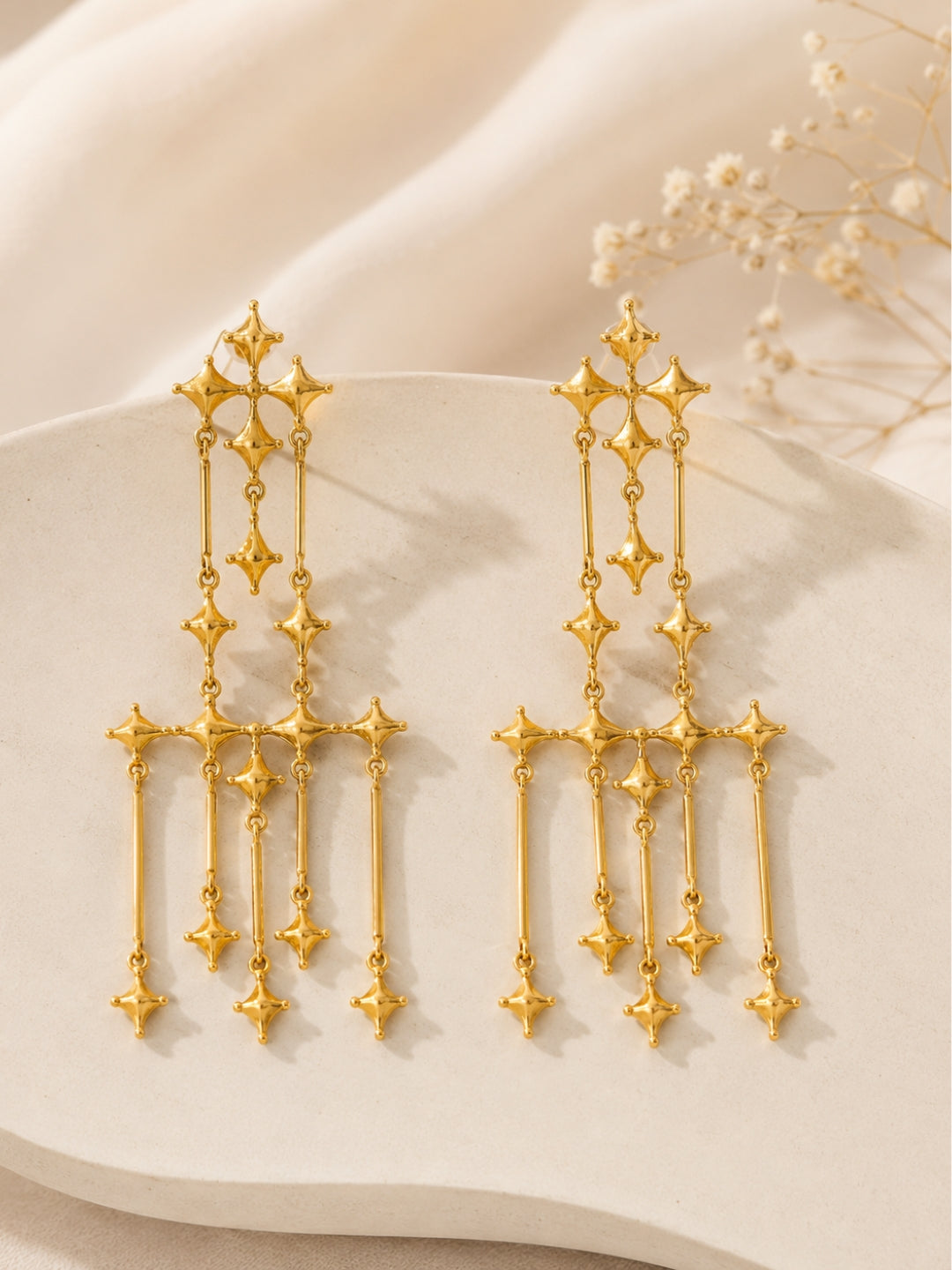 Ishhaara Golden Chandelier Earrings