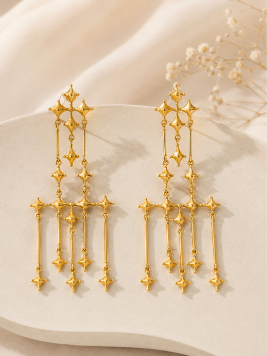 Ishhaara Golden Chandelier Earrings