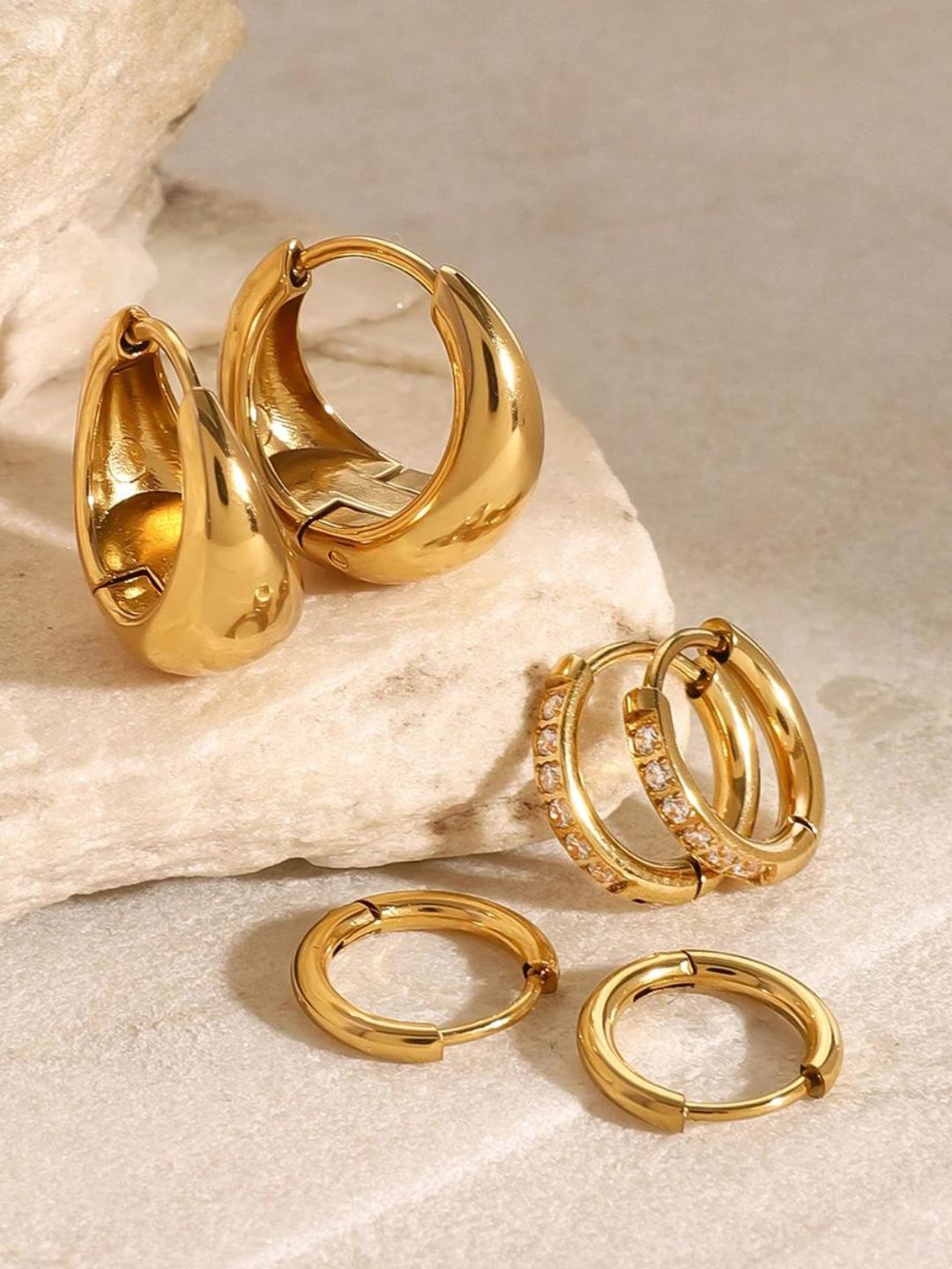 Ishhaara Golden Crescent Hoop Earrings