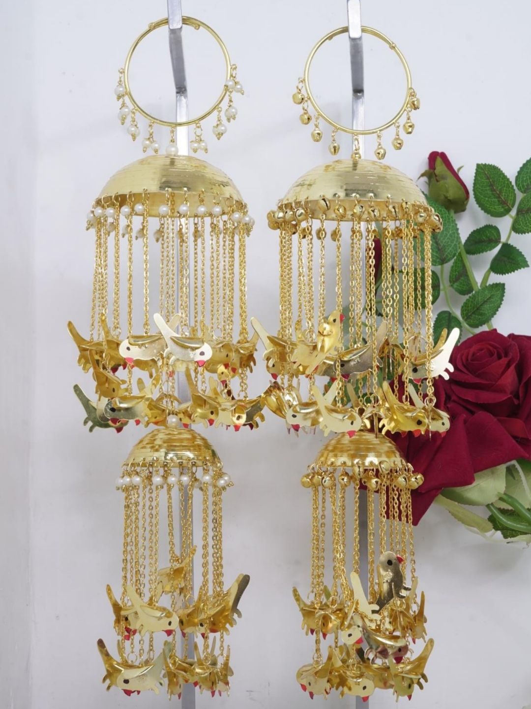 Ishhaara Golden Double Dome Panchi And Pearl Bridal Kaleera