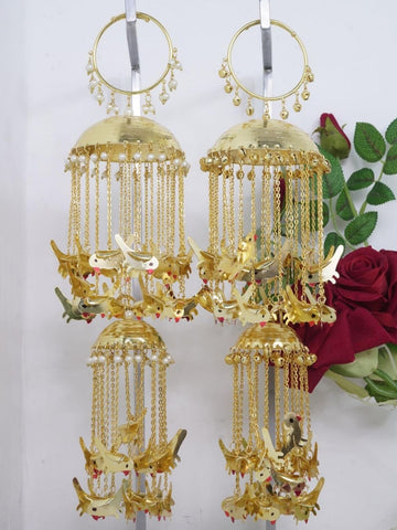 Ishhaara Golden Double Dome Panchi And Pearl Bridal Kaleera