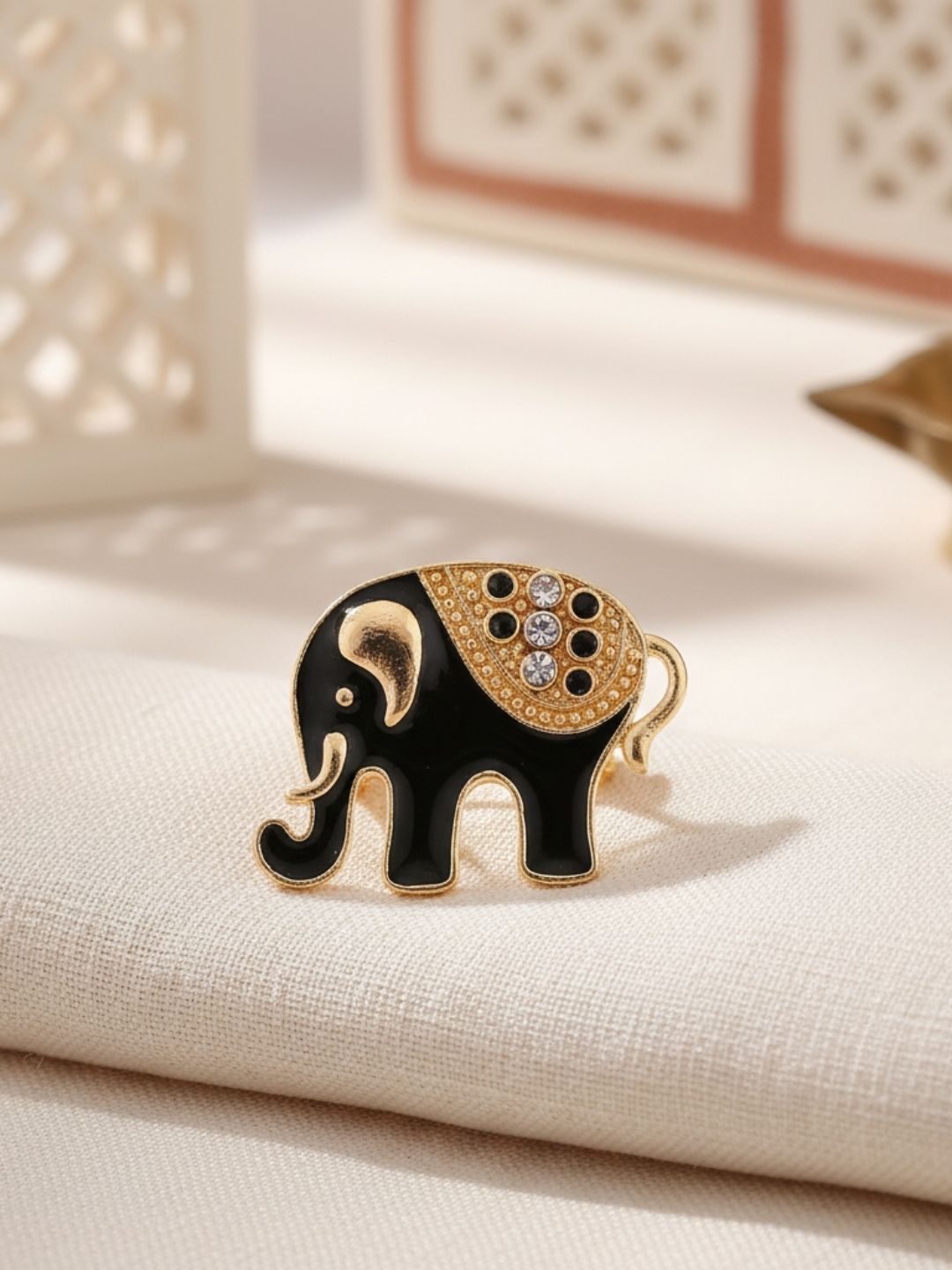 Ishhaara Golden Elephant Metal Brooch