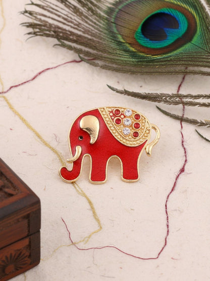 Ishhaara Golden Elephant Metal Brooch
