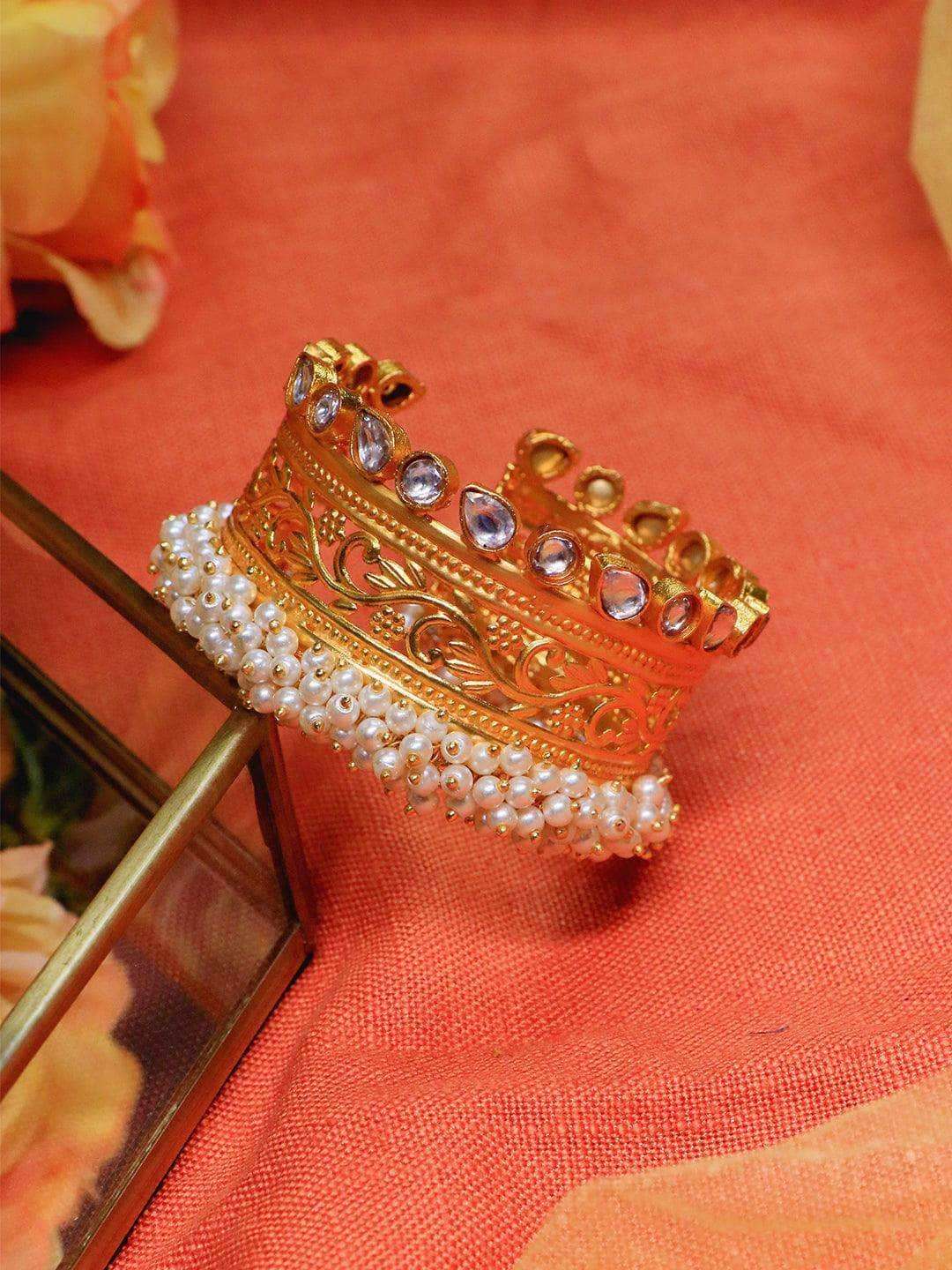 Ishhaara Golden Filigree Pearl Kada
