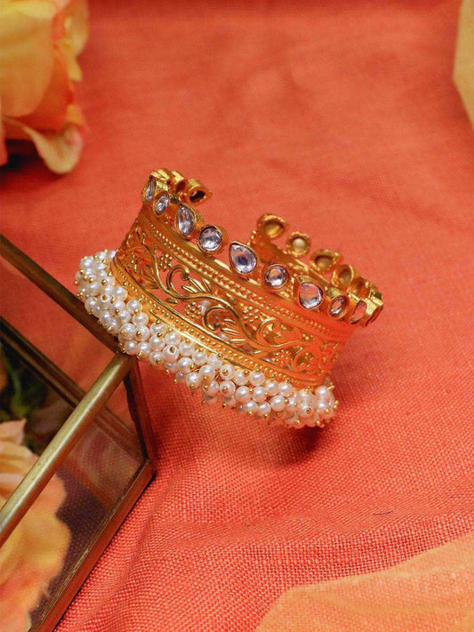 Ishhaara Golden Filigree Pearl Kada
