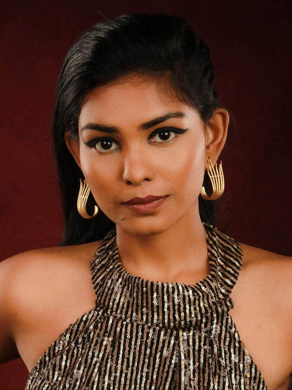 Ishhaara Golden Flame Stud Earring