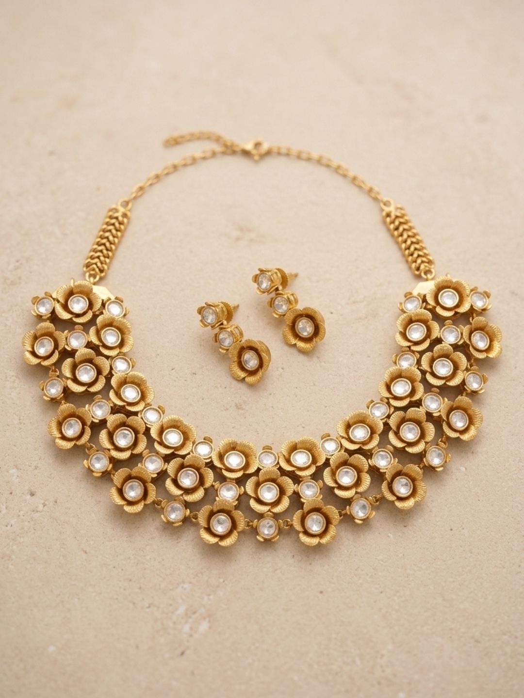 Ishhaara Golden Floral Statement Necklace