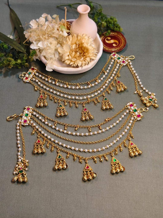 Ishhaara Golden Ghungroo Symphony Ear Chain