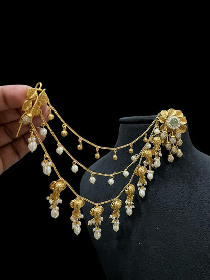 Ishhaara Golden Jhumka Earchain Earrings