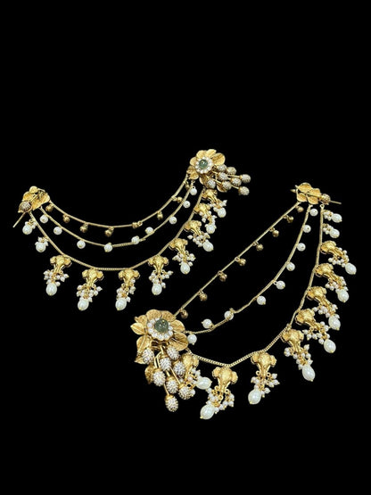 Ishhaara Golden Jhumka Earchain Earrings