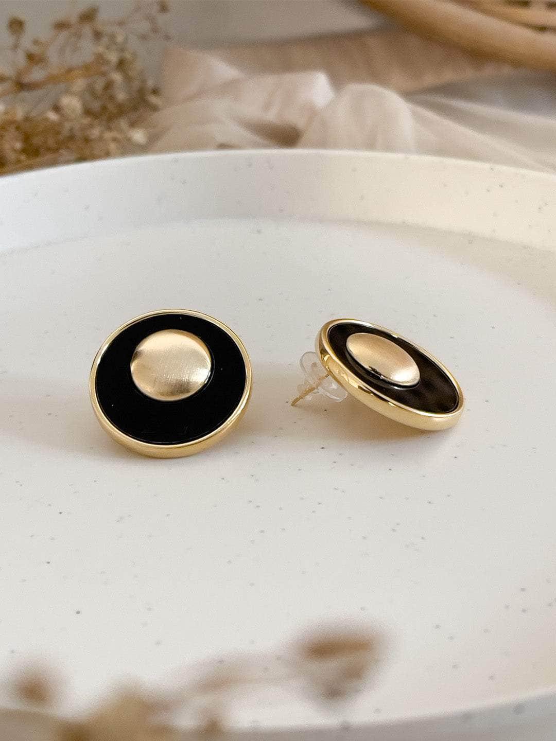 Ishhaara Golden Orbit Noir Earrings