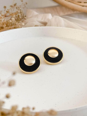 Ishhaara Golden Orbit Noir Earrings