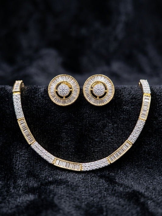 Ishhaara Golden Radiance American Diamond Necklace