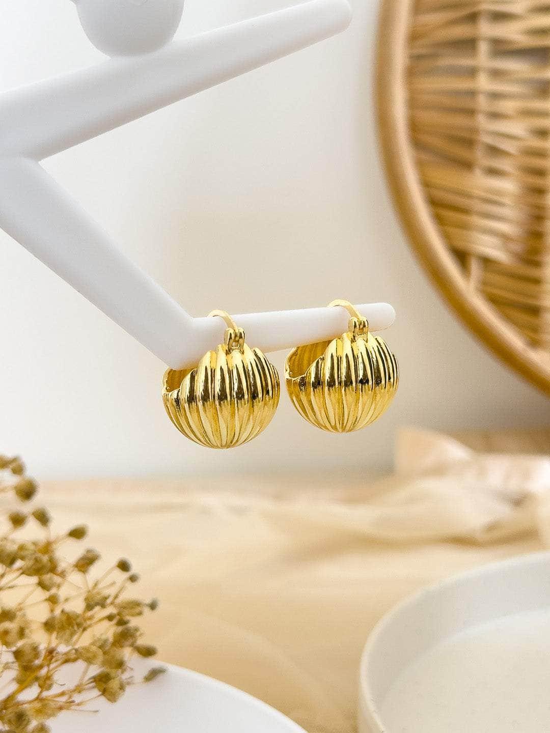 Ishhaara Golden Ray Hoop Earrings
