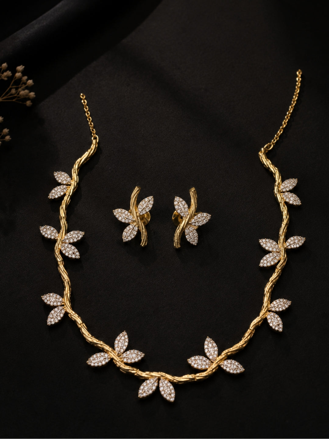 Ishhaara Golden Vine Pave Necklace