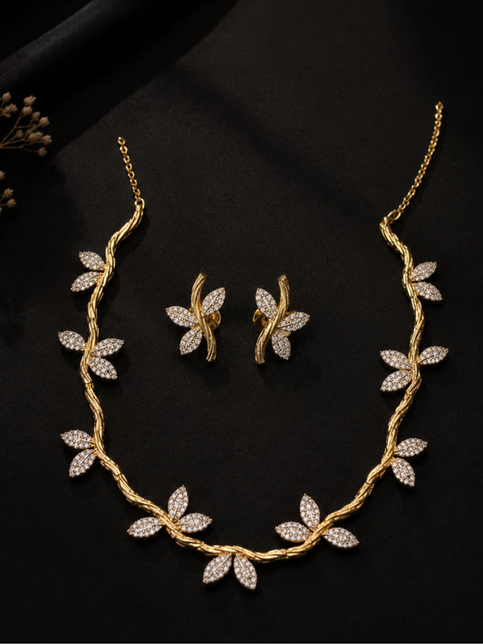 Ishhaara Golden Vine Pave Necklace