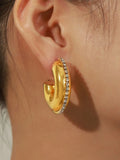 Ishhaara Golden Zircon C Shaped Earrings