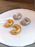 Ishhaara Golden Zircon C Shaped Earrings