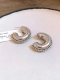 Ishhaara Golden Zircon C Shaped Earrings