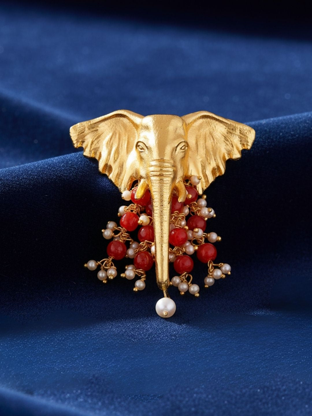 Ishhaara Goldplated And Beaded Elephant Brooch