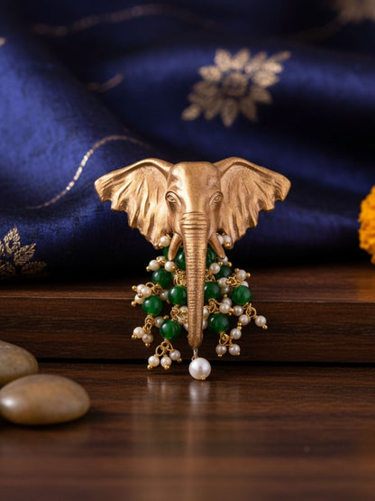 Ishhaara Goldplated And Beaded Elephant Brooch