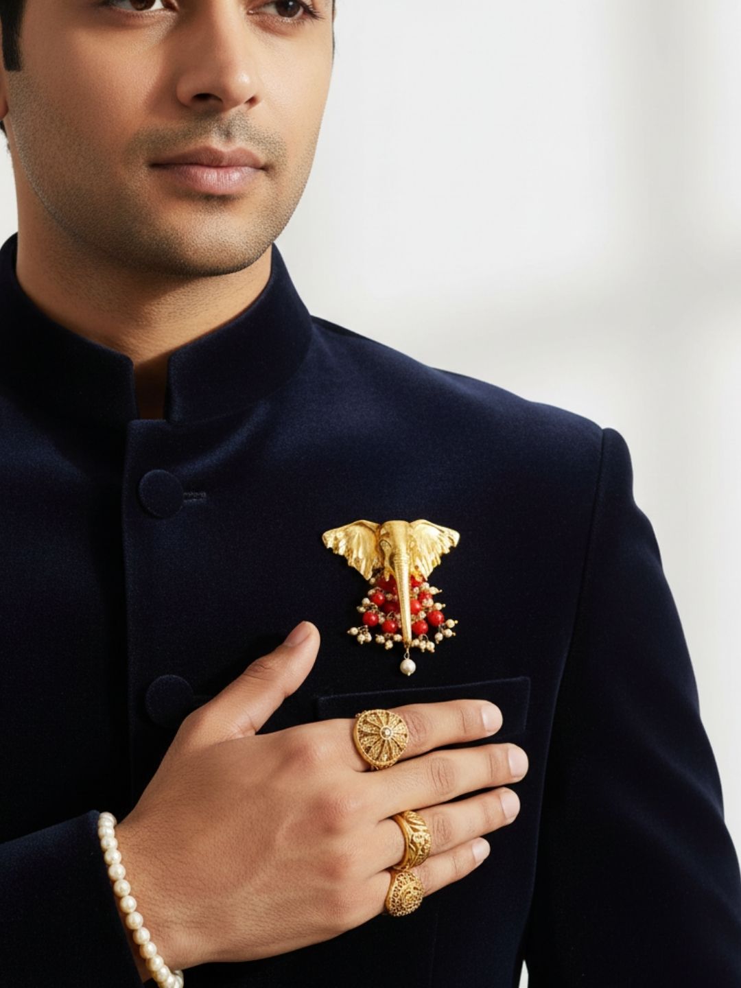 Ishhaara Goldplated And Beaded Elephant Brooch