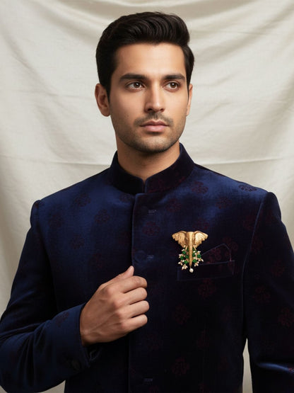 Ishhaara Goldplated And Beaded Elephant Brooch